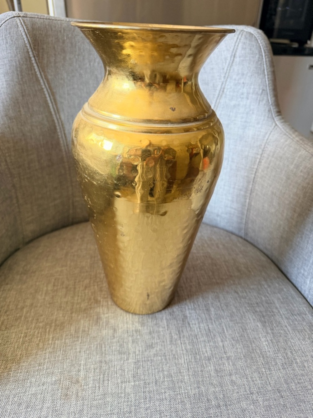 Vintage  Hammered Brass Decorative Vase - Home Accents